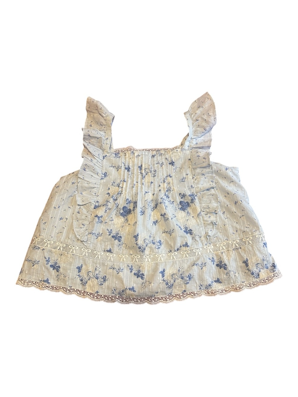 Love Shack Fancy x Target Collab Girl's Floral Ruffle Tank Top - Light Blue